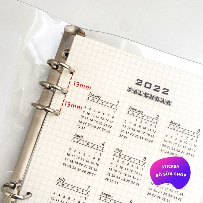 Bìa lịch cho sổ còng planner A5 A6 phân trang nhựa dẻo màu trắng mờ