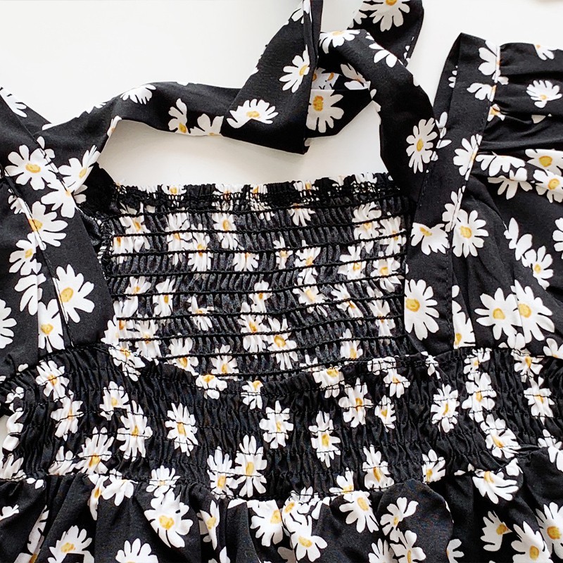 Đầm hoa tay ngắn cho bé gái 2-8 tuổi