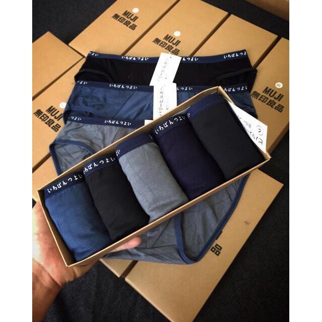Hộp 5 quần sịp nam tam giác cotton trơn + Size XL XXL 3XL
