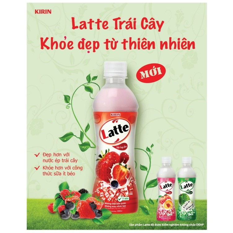 Trà sữa Kirin Latte 345ml (vị đào, vị dâu, vị trà xanh, vị mãng cầu) - 1026083/ 1026084/ 1026085/ 1026086