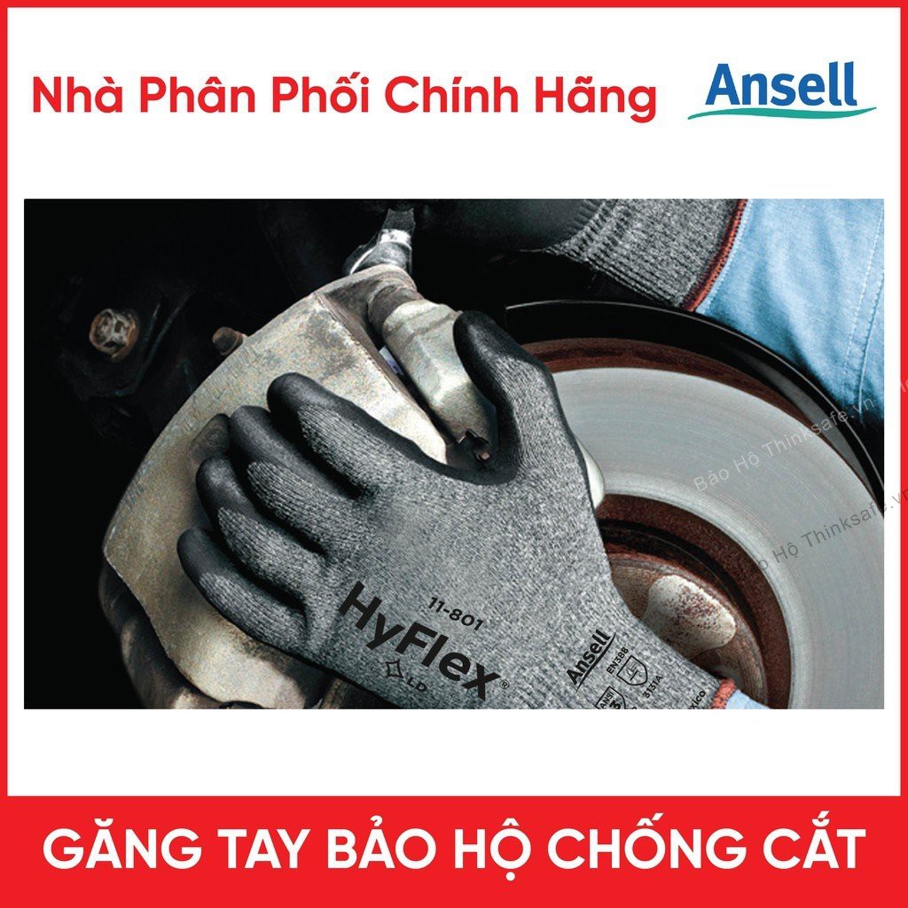 Găng tay đa dụng Hyflex Thinksafe, bao tay phủ Nitrile dầy, ôm khít tay, chống bám dầu mỡ, găng tay lao động tốt 11-801