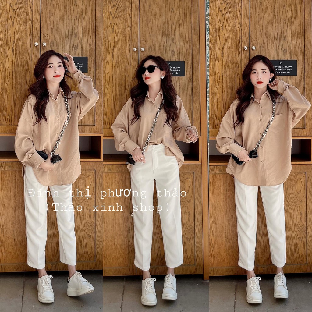 Sét Đũi Áo Sơ Mi Túi Ngực Mix Quần Suông | BigBuy360 - bigbuy360.vn