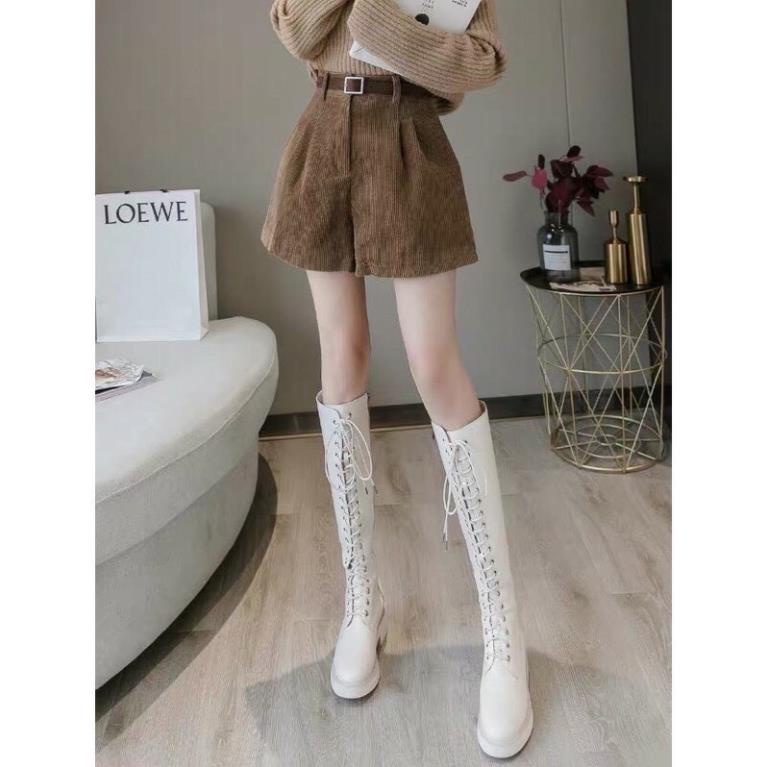 Quần short nhung tăm cạp khóa quần đùi nữ siêu hot (không kèm belt)