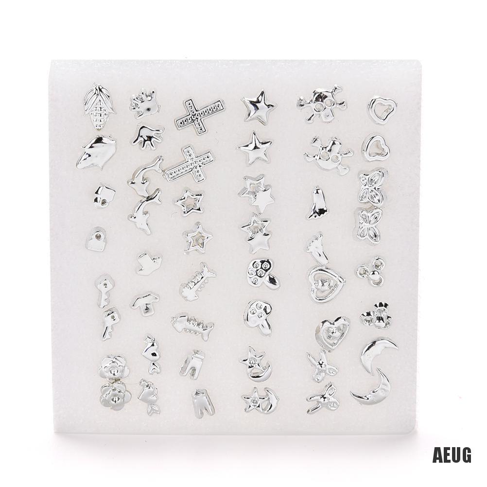 Bộ 24 đôi bông tai nhựa mạ bạc phong cách thời trang