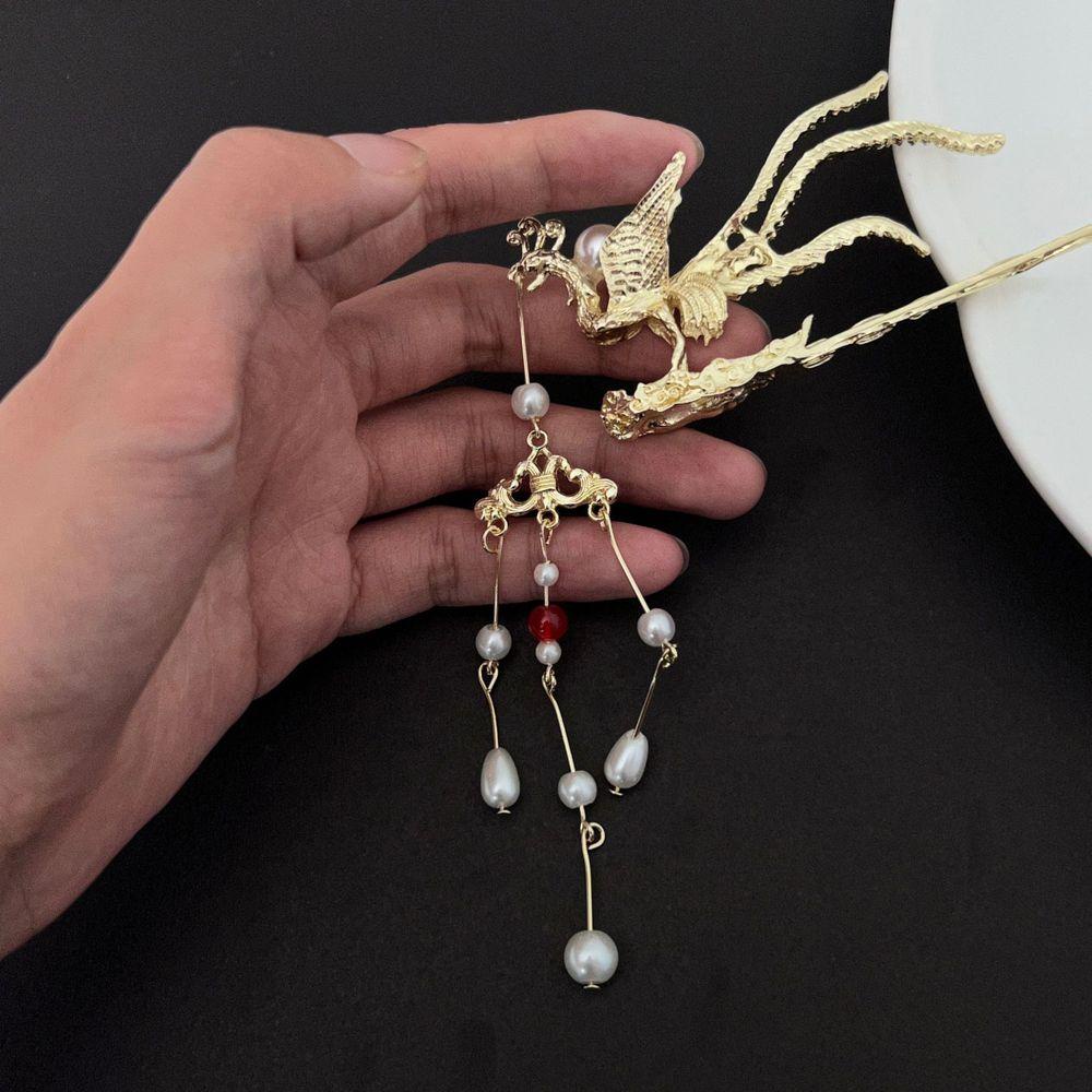 Trâm Cài Tóc Hình Chim Phượng Hoàng Bằng Kim Loại Phong Cách Trung Hoa Cổ Điển