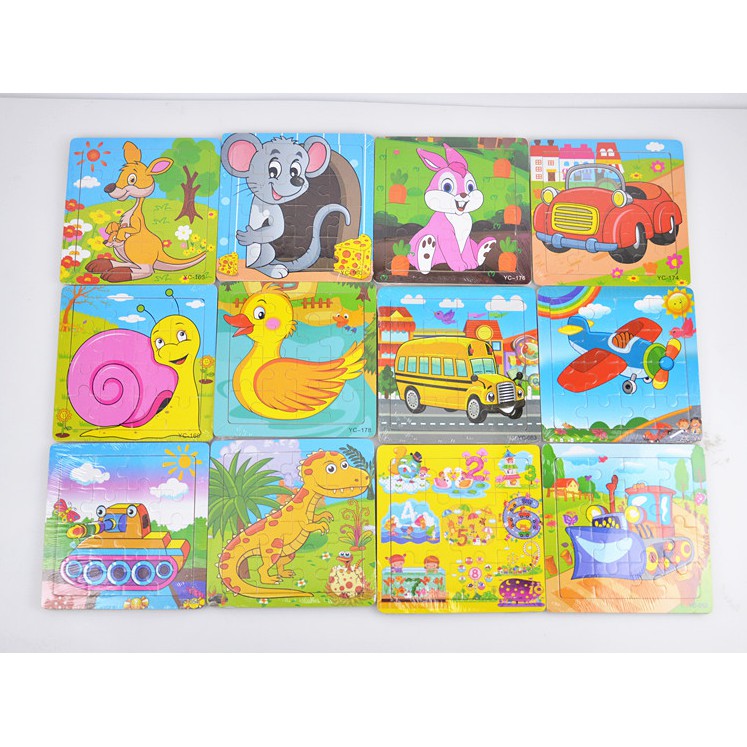 Combo 10 tranh ghép hình 16 mảnh puzzle gỗ cho bé - Giao các hình khác nhau