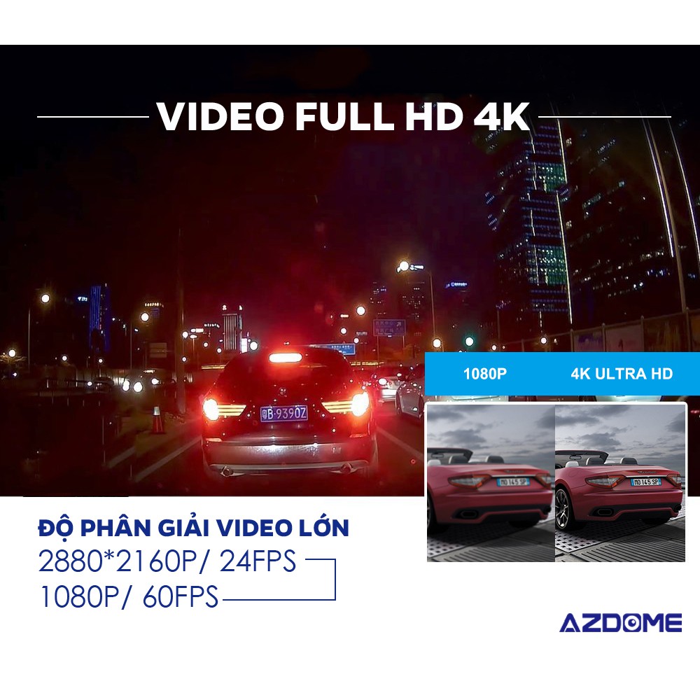 camera hành trình 4K, WIFI, GPS. AZDOME GS63H, TẶNG KÈM THẺ NHỚ 16GB