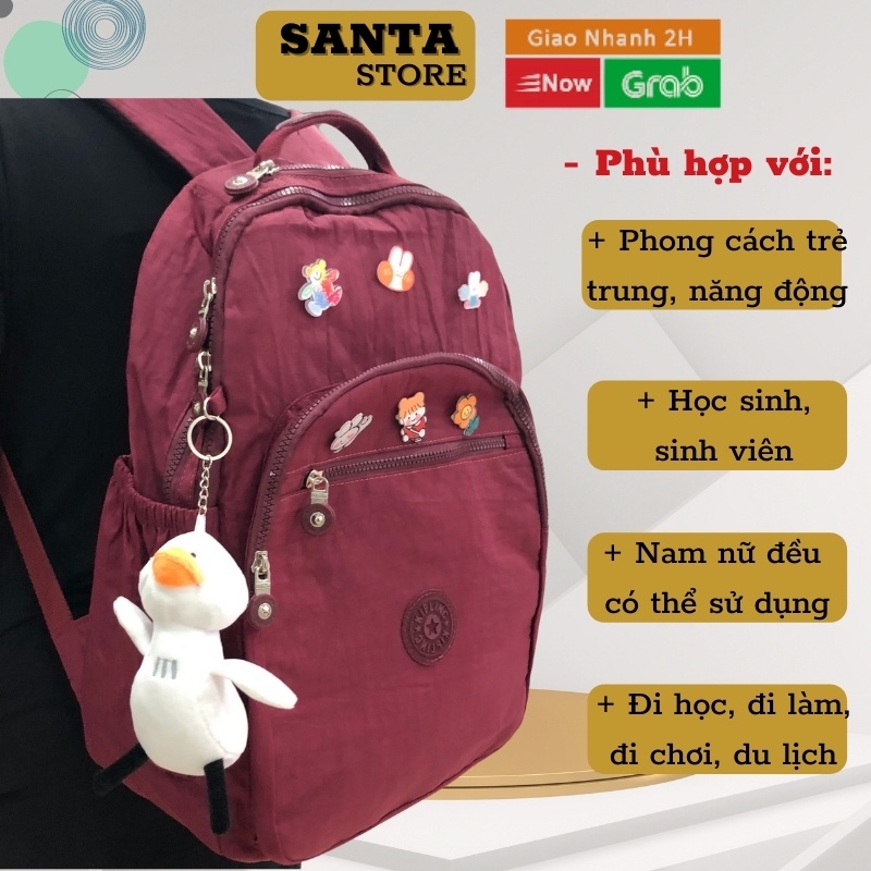 Balo nữ Kipling MS2145 đi học thời trang học sinh Ulzzang Hàn Quốc vải dù cao cấp Ba lô đựng vừa Laptop A4 nhiều ngăn