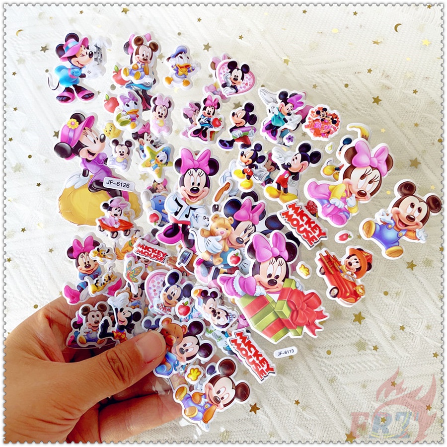 ❀ Hình Dán Phần Thưởng Mickey &amp; Minnie Q-1 Tự Làm ❀ 1 Miếng Dán Bong Bóng 3D Bằng PVC Chống Nước