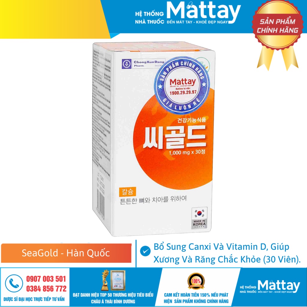 SeaGold Hàn Quốc - Bổ Sung Canxi Và Vitamin D, Giúp Xương Và Răng Chắc Khỏe (30 Viên).