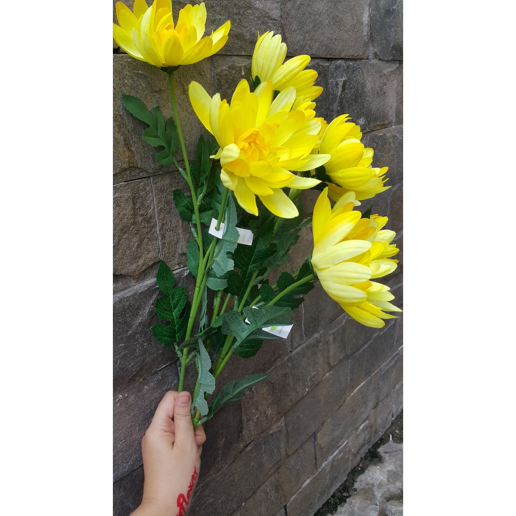 1 Cây cúc lưới 3 bông giả như thật - Hoa giả - Hương Flower