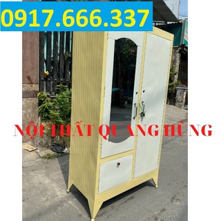 Tủ sắt 2 cánh sơn dầu màu kem - 1m8 giá rẻ - giao hàng hỏa tốc