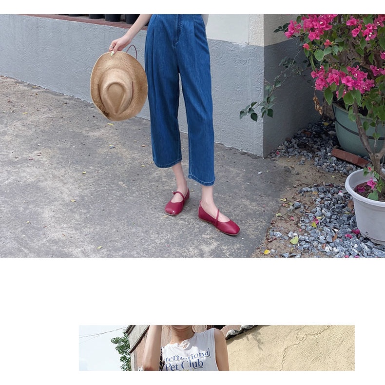 Quần Jean Ống Rộng Lưng Cao Phong Cách Hàn Quốc