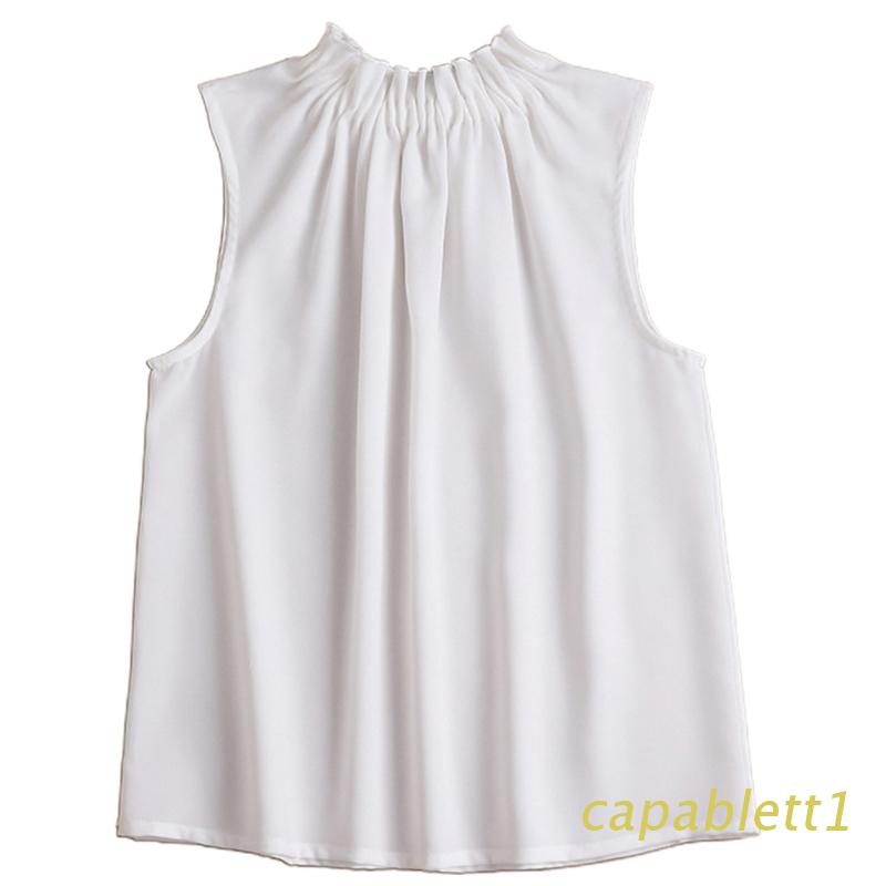 Áo voan xếp ly sát nách cổ giả thời trang mùa thu cho nữ
