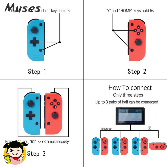 Muse07 Tay cầm chơi game không dây Pro Joy-Con Nintendo Switch