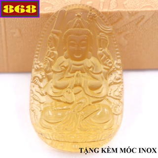 Mặt dây chuyền Phật Thiên Thủ Thiên Nhãn pha lê vàng MFBV8 - Hộ mệnh tuổi Tý - Size phù hợp cho nam và nữ