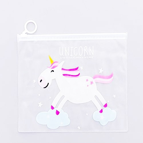 Túi Đựng Bút Trong Suốt In Hình Ngựa Một Sừng Dễ Thương