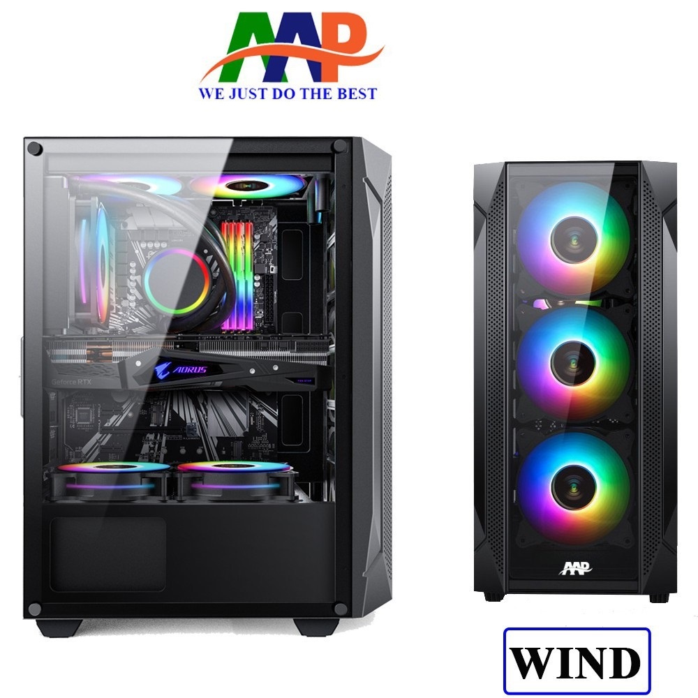 Vỏ case PC thùng máy tính chính hãng AAP TITAN Gaming Hông Và Mặt trước kính cường lực