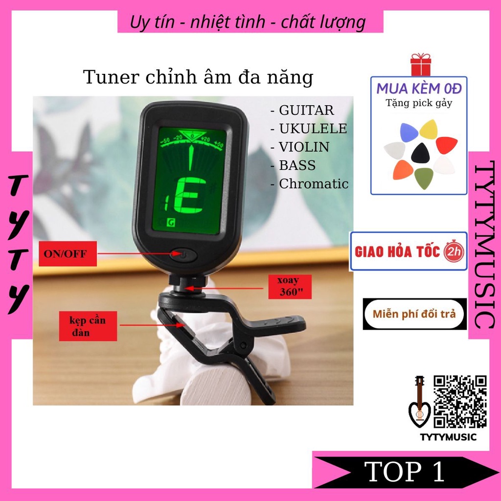 Máy lên dây đàn Guitar Ukulele Violin Tuner Guitar chính hãng TYTYmusic