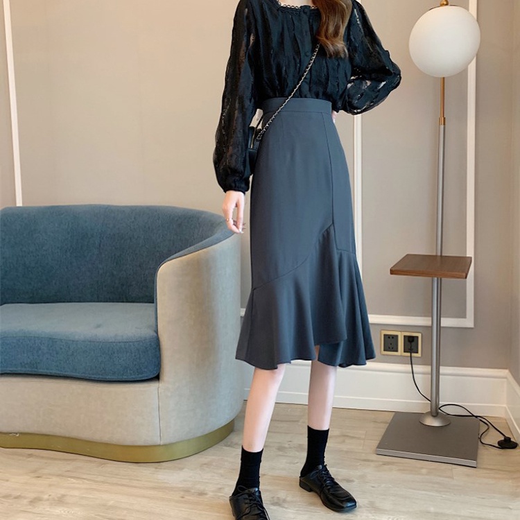 Chân váy IELGY dáng chữ A lưng cao phong cách Hàn Quốc thời trang dành cho nữ