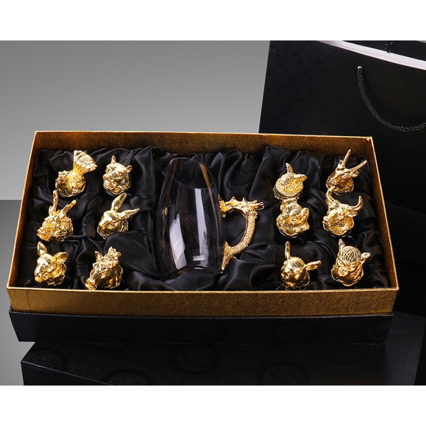 Bộ cốc chén 12 con giáp thủy tinh cao cấp