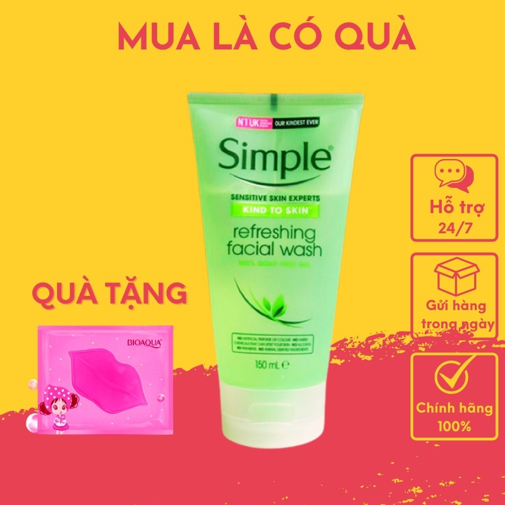 Sữa rửa mặt simple - 150ml Gel kind to skin date 2024
