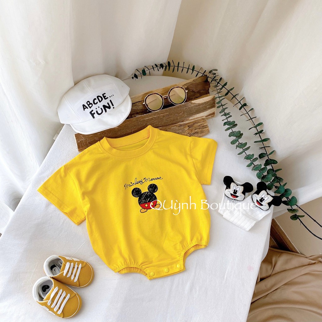 Quần áo trẻ em  [ QUỲNH BOUTIQUE ] bodysuit Mickey cộc tay (Vàng, xanh, Trắng)
