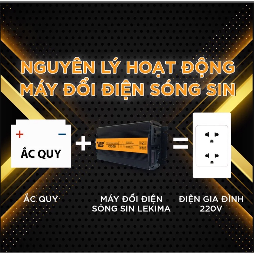 Bộ Chuyển Đổi Nguồn Inverter 12V Lên 220V 1000W - Bộ Kích Nguồn Sóng Sin Chuẩn - Fides