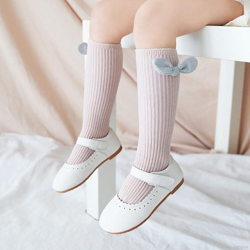 Vớ cotton dài đính nơ dễ thương giữ ấm chân dành cho bé gái