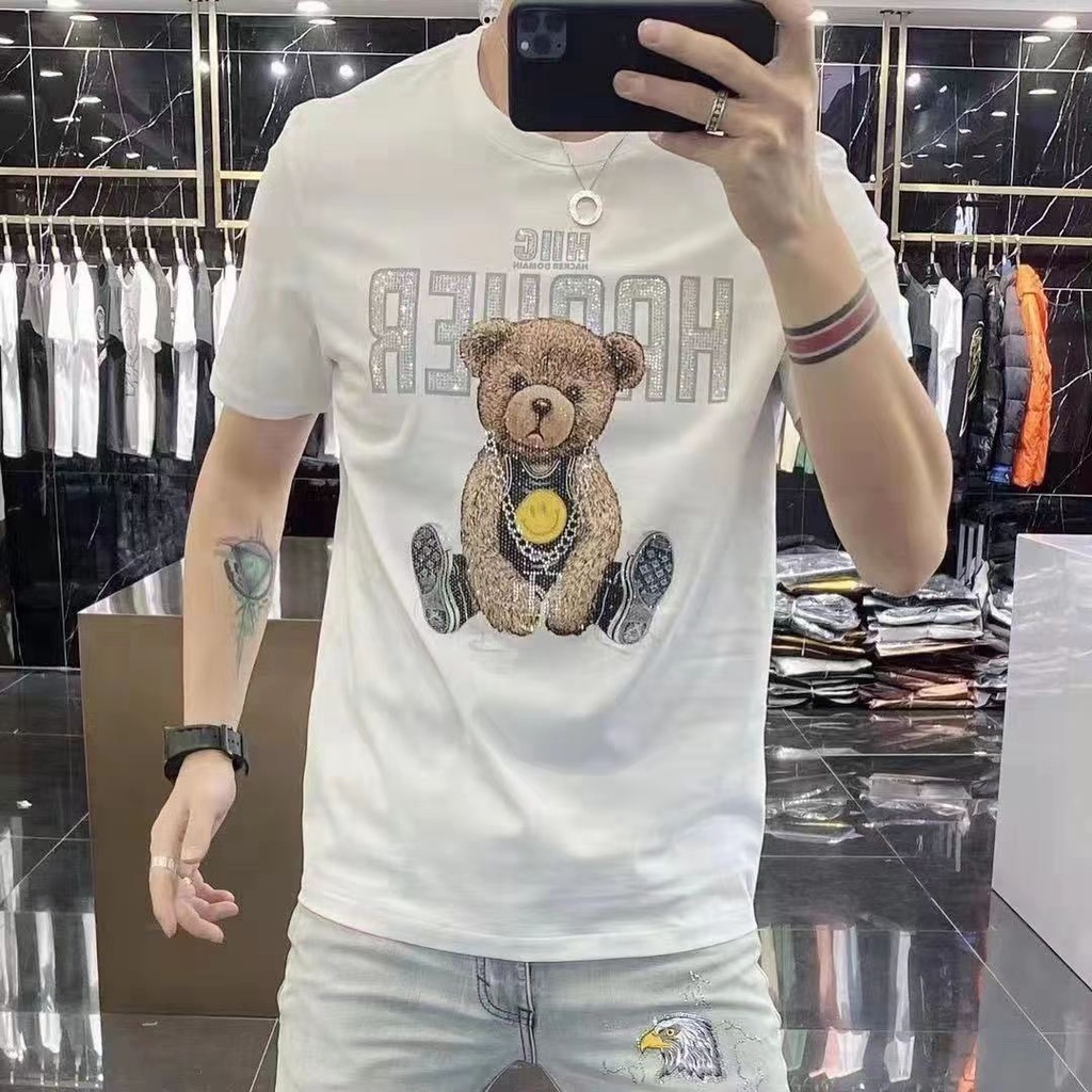 Áo Thun cotton Tay Ngắn Ôm Dáng Thoáng Khí Màu Sắc Kim Cương Phong Cách Hàn Quốc Cho Nam