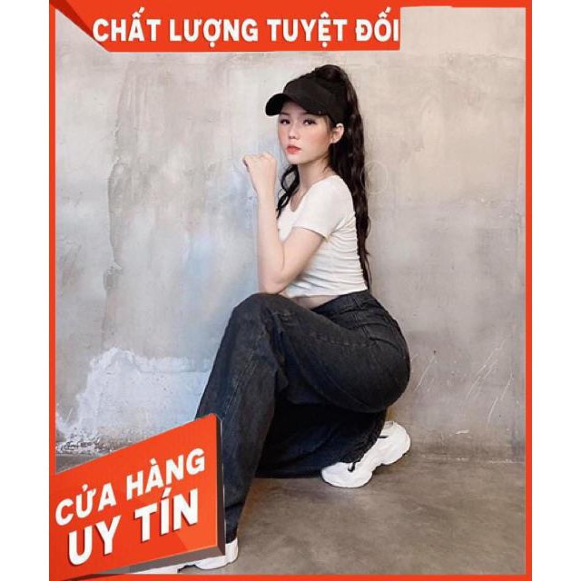 QUẦN JEANS ỐNG RỘNG CẠP SIÊU CAO DÁNG DÀI CHẤM GÓT- ảnh thật shop chụp