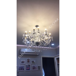 Đèn Chùm Pha Lê Nến Cao Cấp 12 Tay (Rộng 80cm )