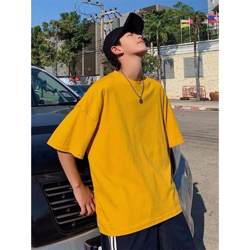 Áo thun trơn Basic Unisex tay lỡ nam nữ oversize 35kg-90kg size m,l,xl