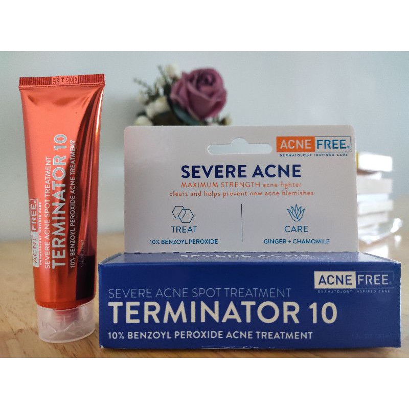 Kem Chấm Mụn AcneFree Terminator 10 Acne Spot Treatment with 10% Maximum Strength Benzoyl Peroxide (bill Mỹ)