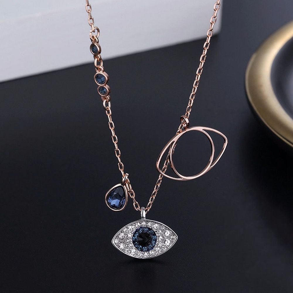Aubrey Vòng cổ Mặt Hình Con Mắt Đính Kim Cương Giả Nhiều Màu Phong Cách Hàn Quốc Cổ Điển Cho Nữ