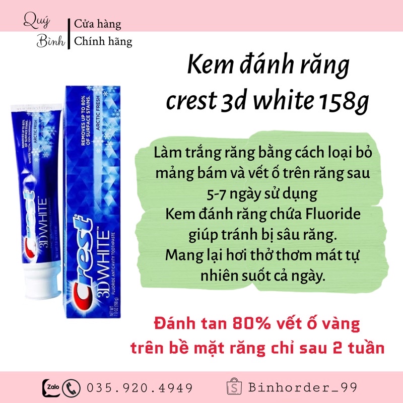 Kem đánh răng crest 3d white 158g