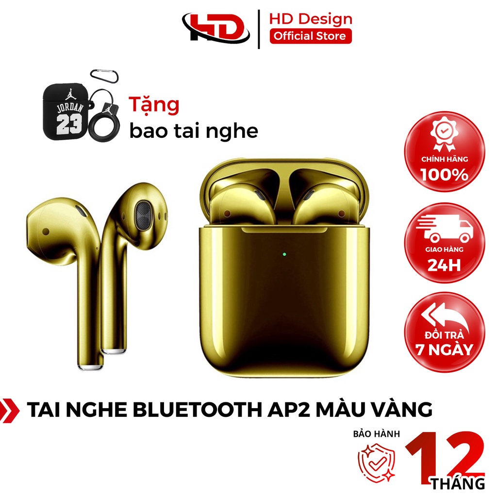 Tai Nghe Bluetooth Không Dây AP2 Màu Vàng, Định Vị, Đổi Tên - Chính Hãng HD DESIGN