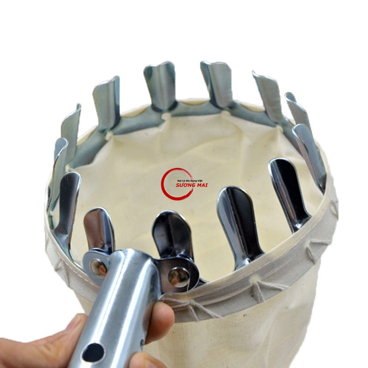 [Giá Sỉ] Vợt - Đầu Sào Hái Trái Cây Trên Cao Đa Năng Kèm Túi Vải - Dụng Cụ Hái Hoa Quả Kim Loại Siêu Bền Đẹp