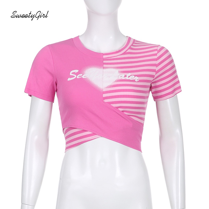 Áo Thun Tay Ngắn Cổ Tròn Phối Màu Thời Trang 2022 Cho Nữ