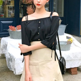 Áo trễ vai buộc nơ vai ulzzang