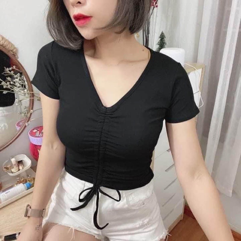 Áo Croptop Rút Dây - Áo Kiểu ZR Xuất Xịn [ ẢNH THẬT 100%