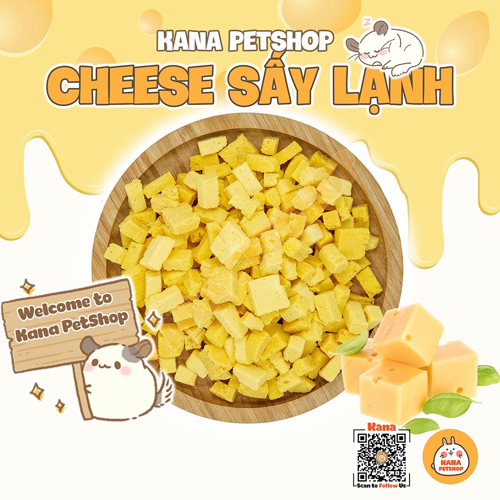 Phô Mai Sấy Đồ Ăn Hamster FREESHIP Phô Mai Dinh Dưỡng Cheese Cube Sấy Lạnh Thức Ăn Dặm Cho Hamster , Sóc