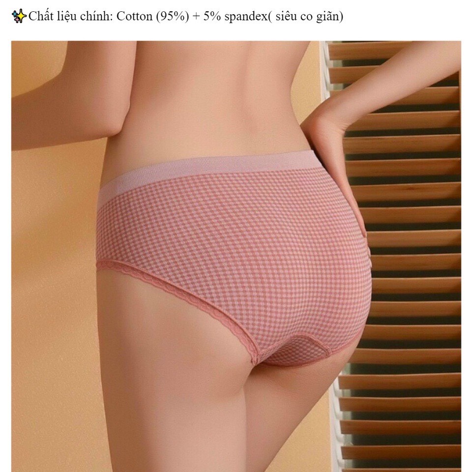 Hộp 5 quần chip nữ cotton kháng khuẩn cạp thấp