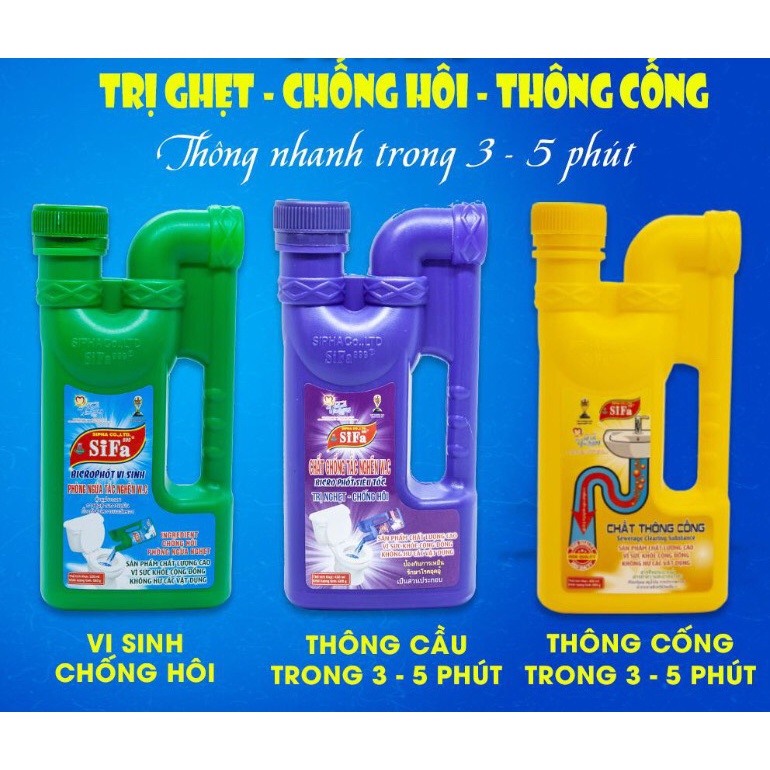 Thông tắc bồn cầu, thông tắc cống, ống thoát nước cực mạnh siêu nhanh 5 phút Sifa 1400g/1600g chống hôi hiệu quả