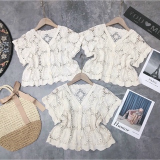 Cardigan len hoa