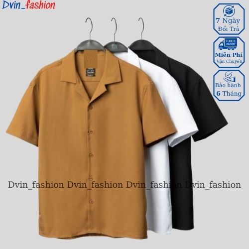 Áo sơ mi tay ngắn nam nữ form rộng sơ mi cổ vest unisex tay lỡ, chất vải lụa mịn chống nhăn Dvin_fashion