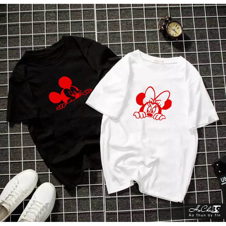 Áo Cặp - Áo Đôi MICKEY - Đen và Trắng | Cotton 4c Siêu Mềm Mịn (Không đúng Cotton đền tiền tặng áo - Hình Thật)