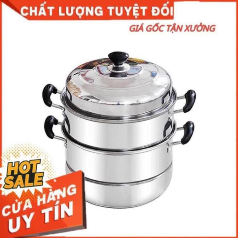 Nồi hấp xửng hấp 3 tầng hấp gà xôi bánh bao chất liệu inox cao cấp size 28cm dùng được bếp từ