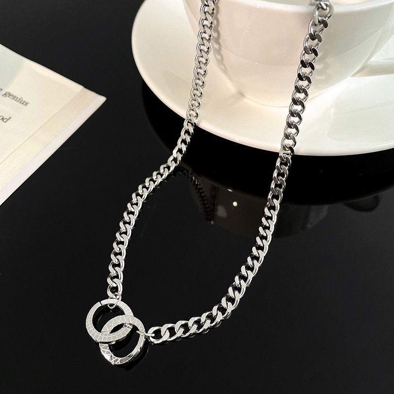 Vòng cổ choker mặt tròn đôi phong cách hip hop thời trang ngọt ngào cho nữ