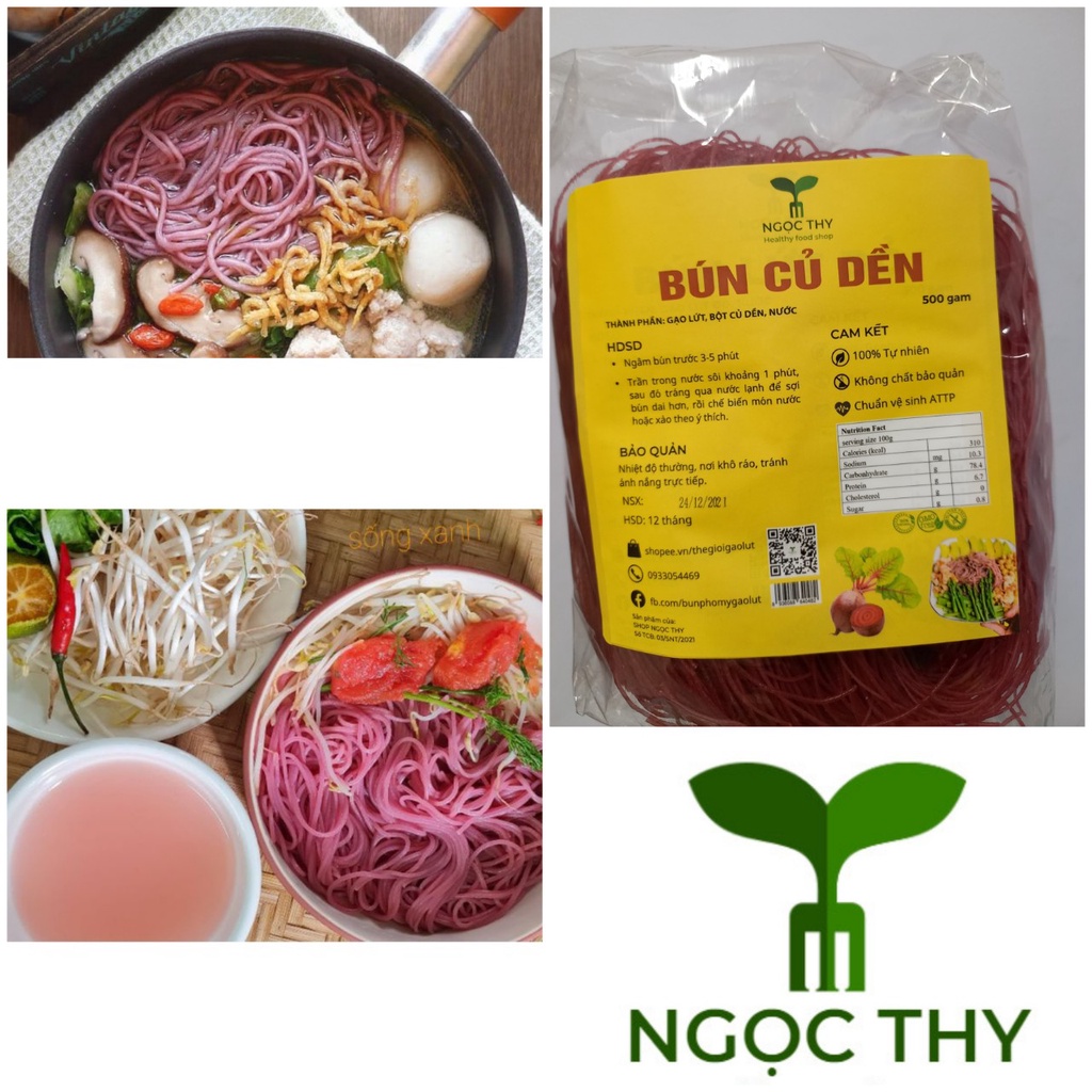 [NT Food] Bún gạo lứt củ dền ăn kiêng eatclean gói 500gr